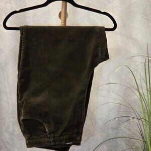 Vintage Jones New York Sport Olive Green Corduroy Stretch Trousers Size 14W